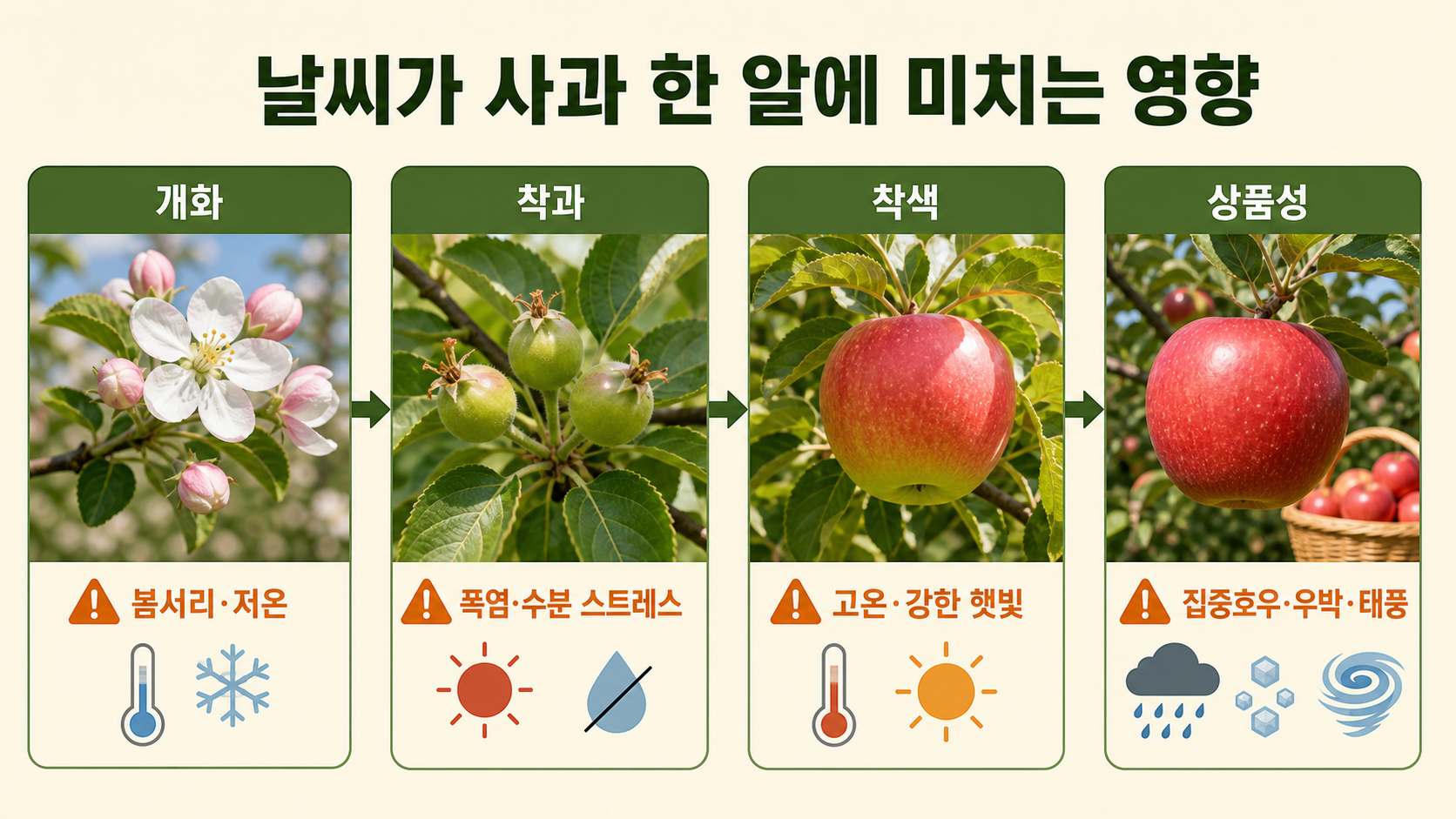 날씨가 사과 생육과 상품성에 미치는 영향