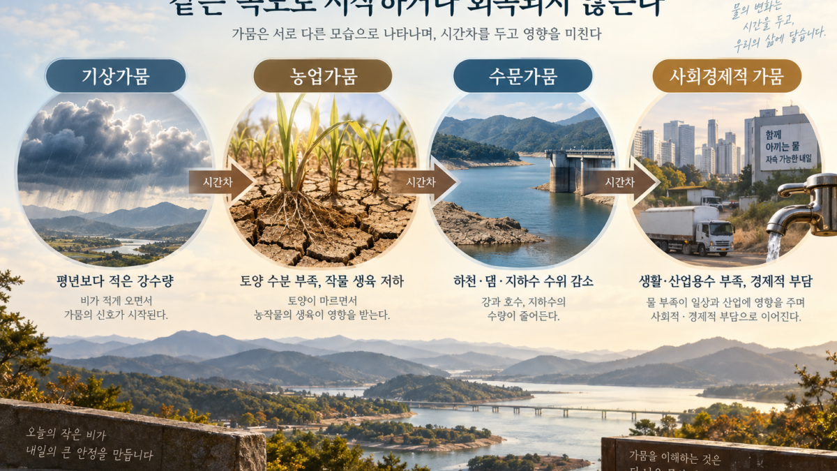 기상 농업 수문 사회경제적 가뭄이 서로 다른 속도로 나타나고 회복되는 과정