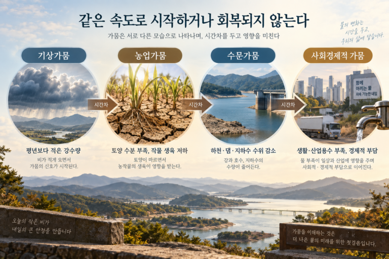 기상 농업 수문 사회경제적 가뭄이 서로 다른 속도로 나타나고 회복되는 과정