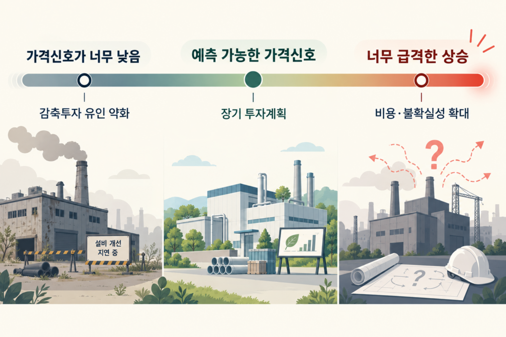 너무 낮은 가격신호 예측 가능한 가격신호 급격한 상승이 기업 투자에 미치는 차이