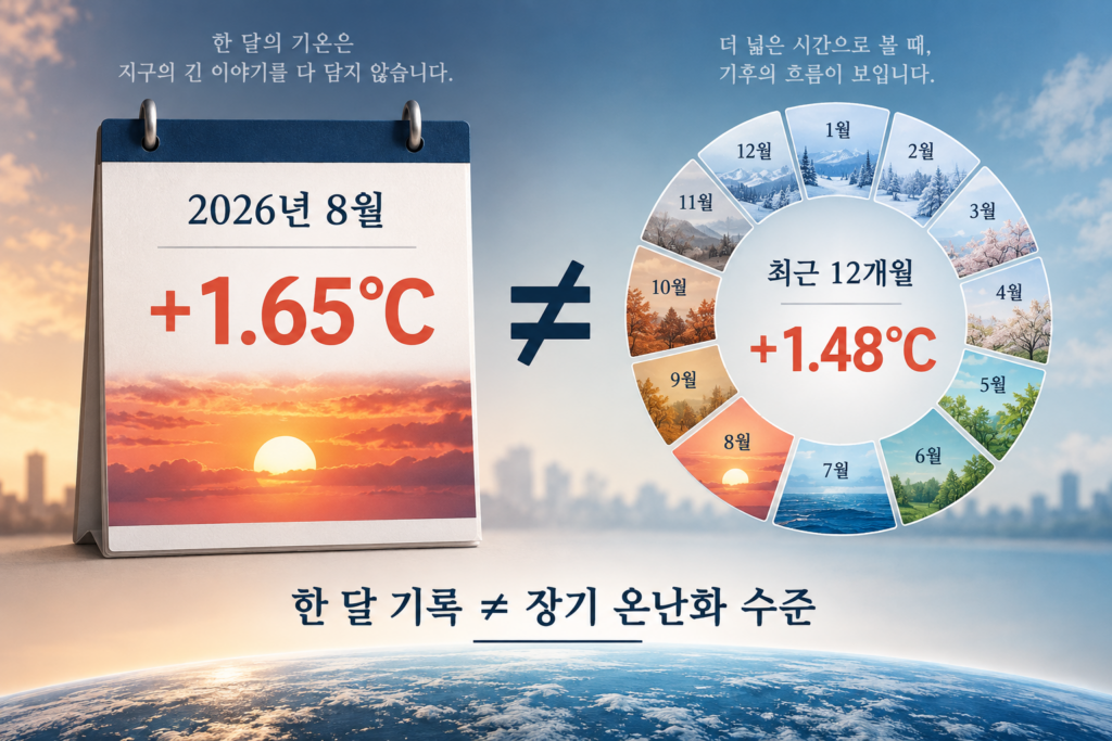 2026년 8월 월간 1.65도와 최근 12개월 1.48도의 차이