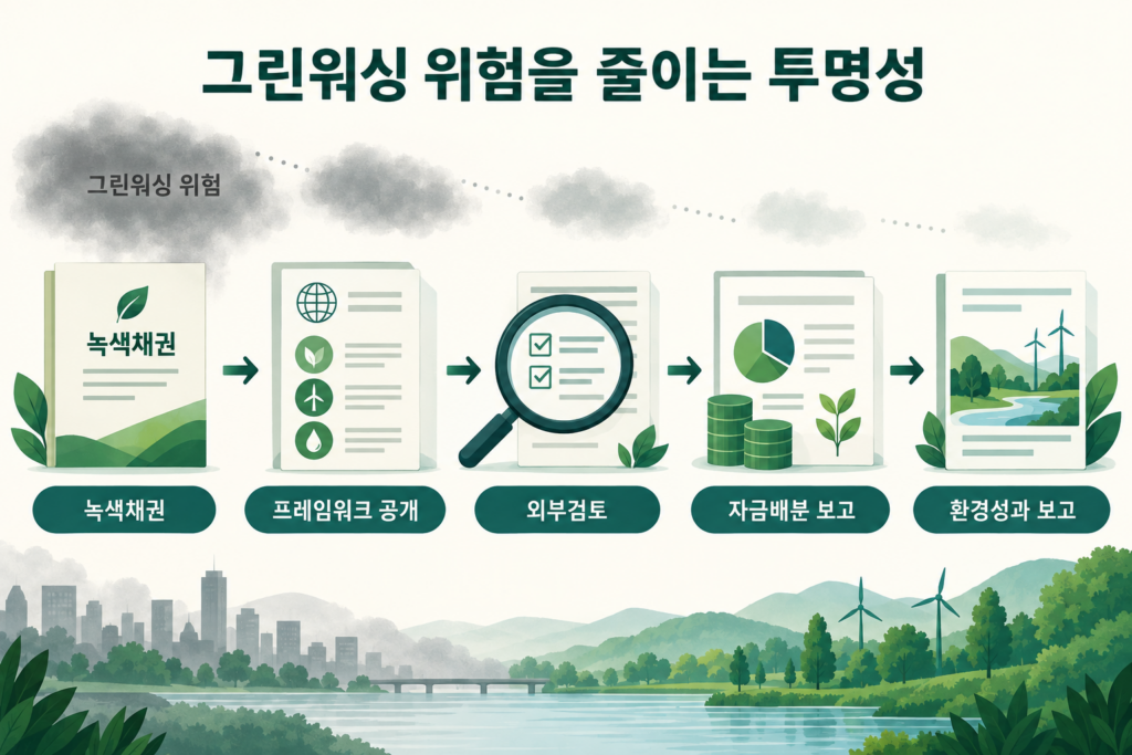 녹색채권 프레임워크 공개 외부검토 자금배분 보고 환경성과 보고로 그린워싱 위험을 줄이는 과정